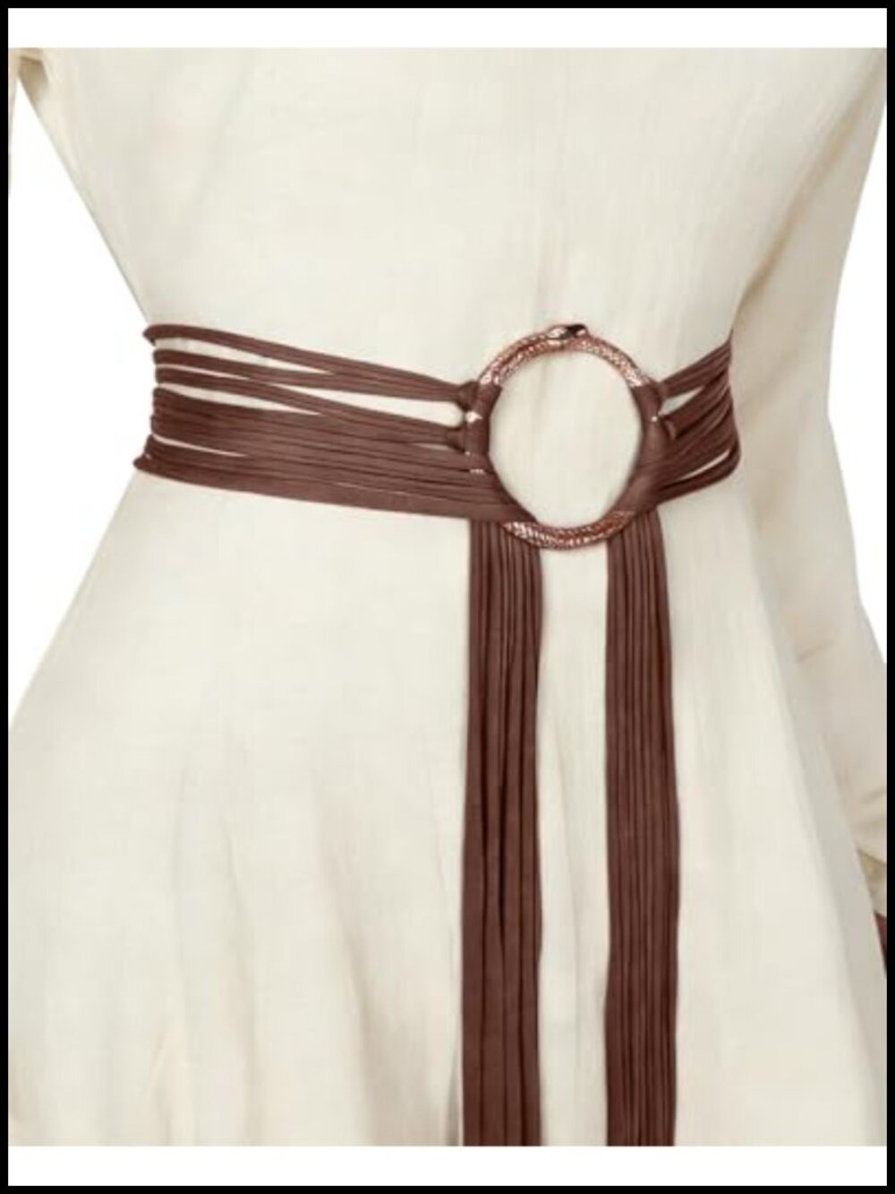 Extra Long Norse Cotton Rope Belt with Ouroboros Buckle Medieval LARP Accessory - Picture 5 of 6
